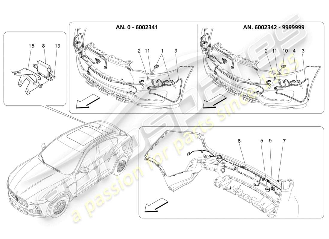 maserati levante modena (2022) parking sensors part diagram