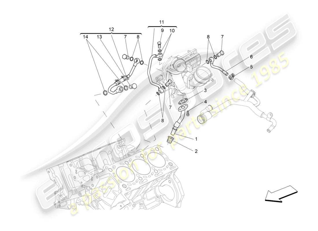 maserati levante (2018) turbocharging system: lubrication and cooling part diagram