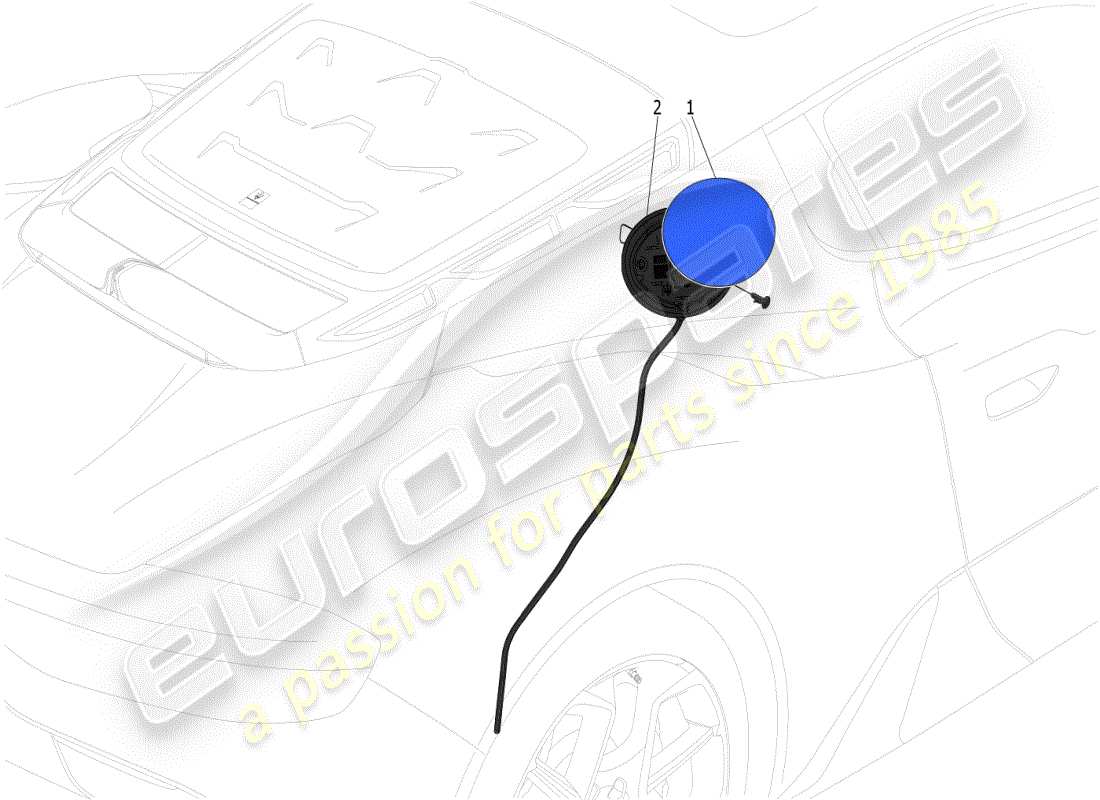 maserati mc20 (2024) fuel tank door and controls part diagram