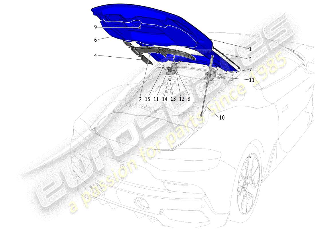 maserati mc20 (2024) rear lid parts diagram