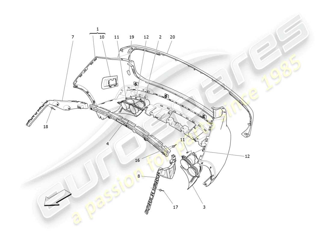 maserati levante trofeo (2020) rear bumper parts diagram