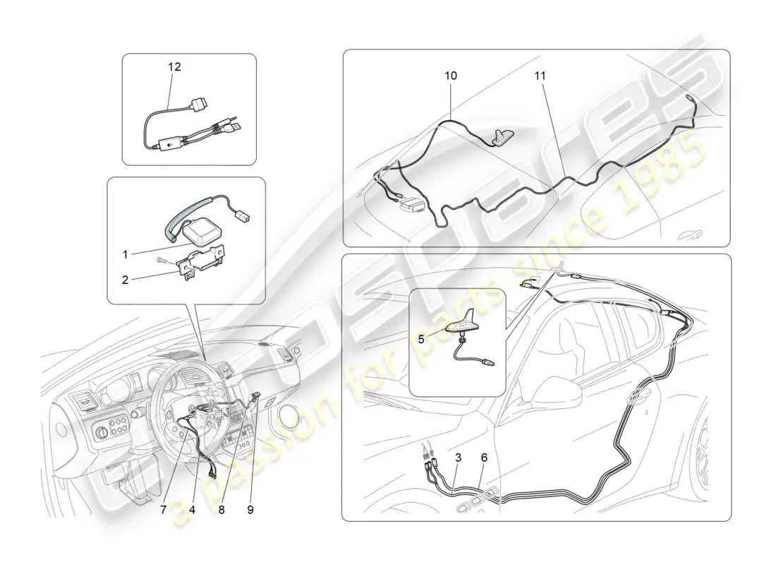 maserati granturismo (2013) reception and connection system parts diagram