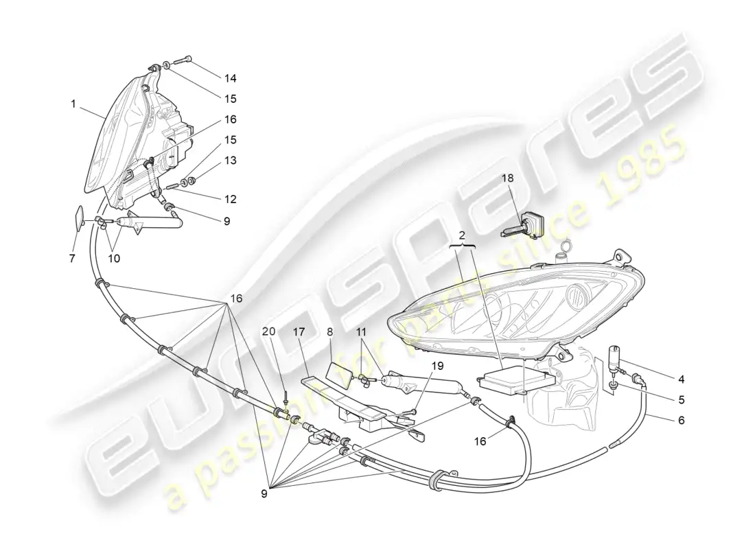 maserati granturismo s (2016) headlight clusters parts diagram