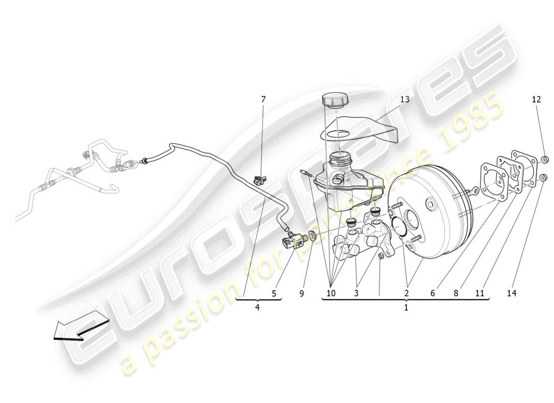 maserati ghibli (2018) brake servo system part diagram