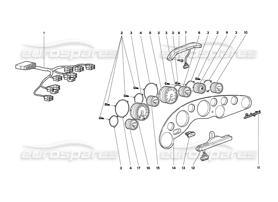 lamborghini diablo 6.0 (2001) dashboard instruments parts diagram