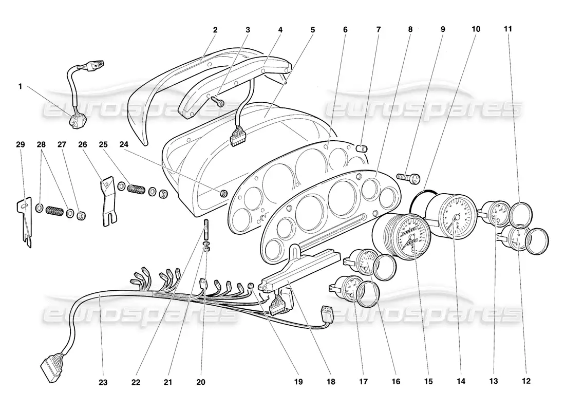 lamborghini diablo se30 (1995) dashboard instruments parts diagram