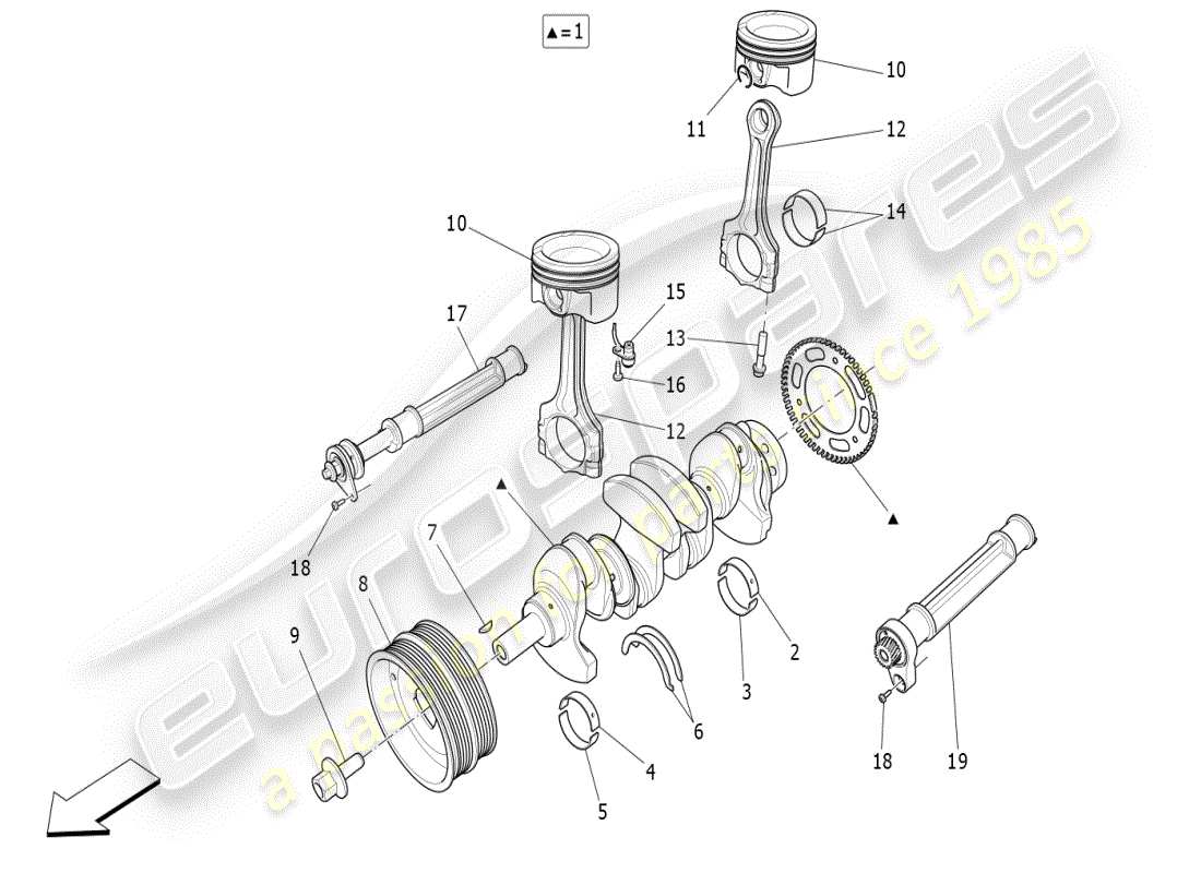 maserati ghibli (2021) crank mechanism part diagram