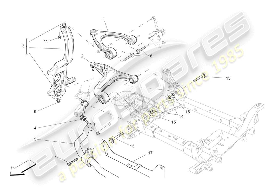 maserati levante modena (2022) front suspension part diagram