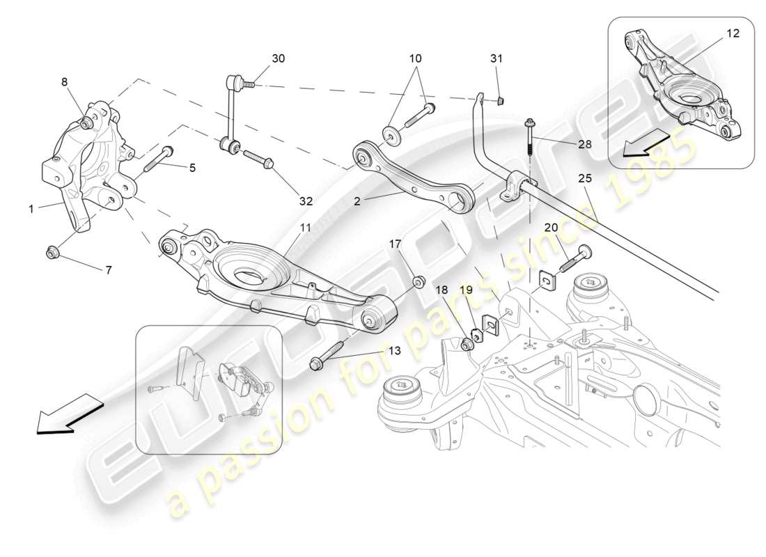 maserati levante modena (2022) rear suspension part diagram