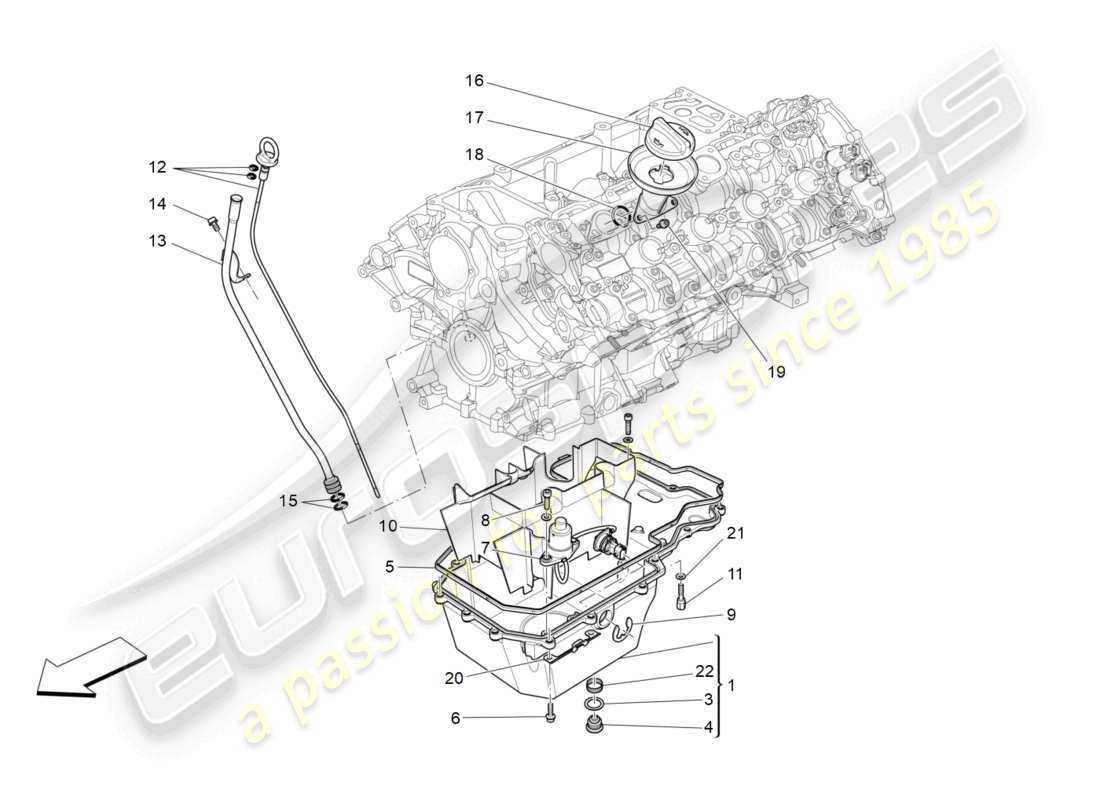 maserati quattroporte (2018) lubrication system: circuit and collection part diagram