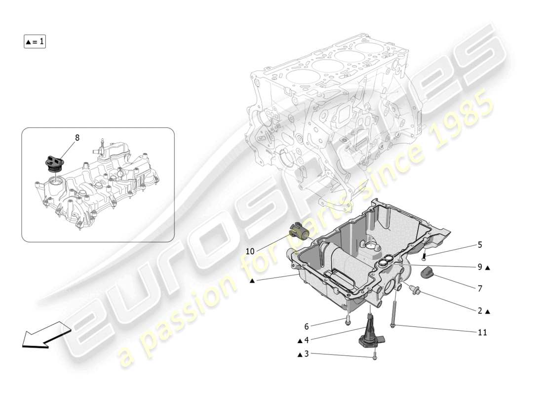 maserati grecale modena (2023) lubrication system: circuit and collection parts diagram