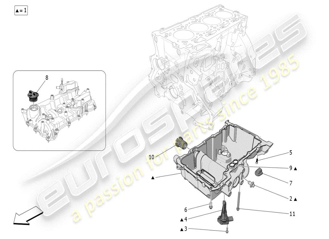 maserati grecale modena (2023) lubrication system: circuit and collection parts diagram