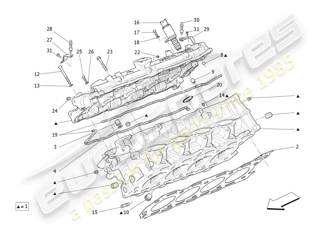 maserati levante trofeo (2020) rh cylinder head parts diagram