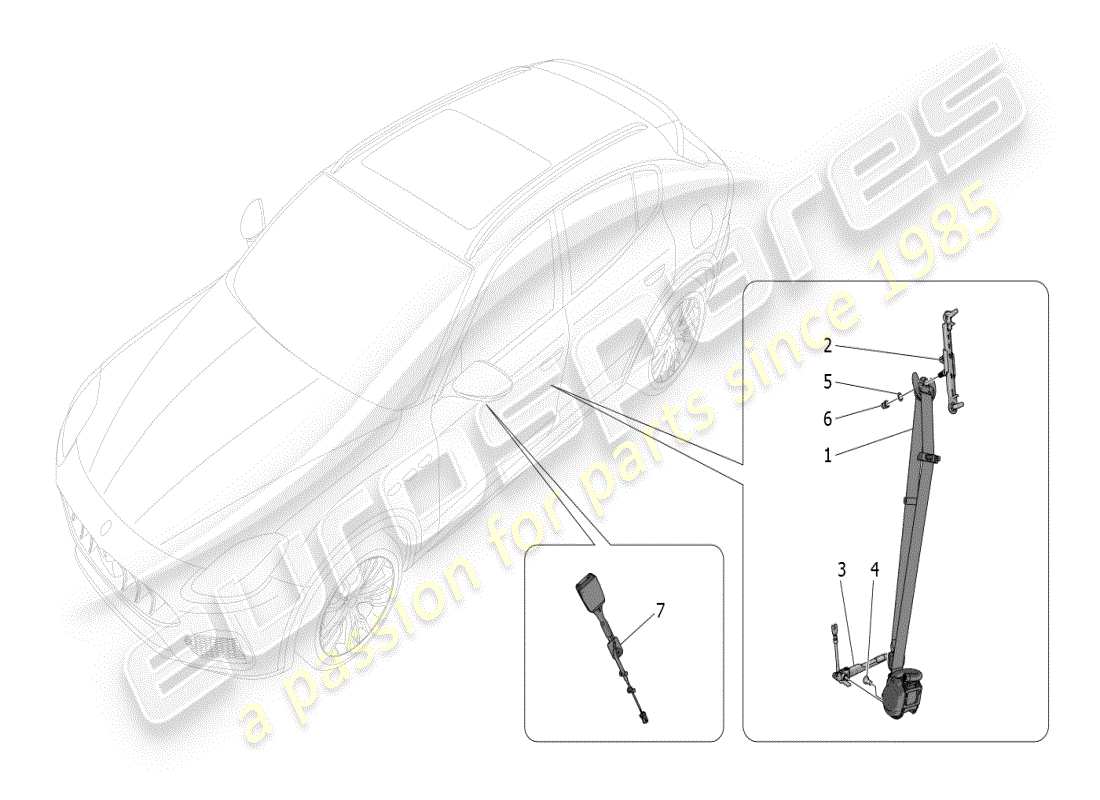 maserati grecale modena (2023) front seatbelts parts diagram