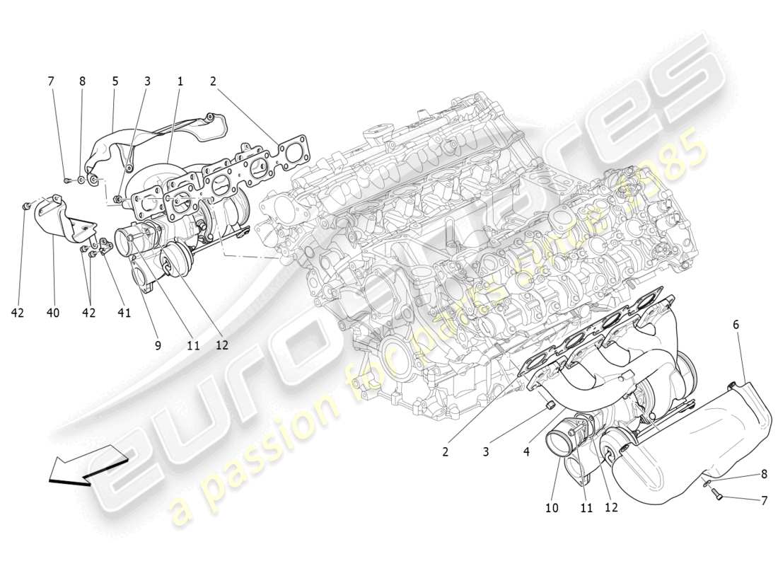 maserati levante trofeo (2020) turbocharging system: equipments parts diagram