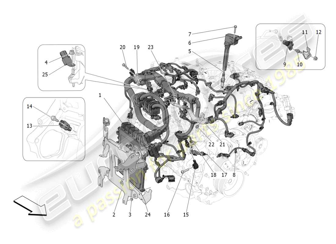maserati grecale gt (2023) electronic control: injection and engine timing control part diagram