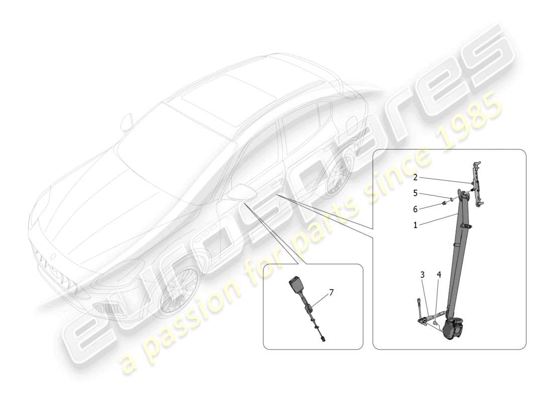 maserati grecale gt (2023) front seatbelts part diagram