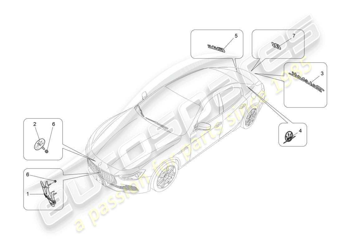 maserati ghibli (2015) trims, brands and symbols part diagram