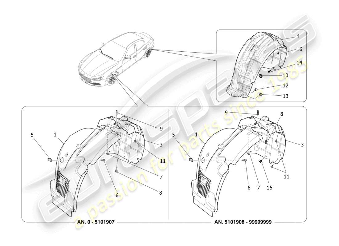 maserati ghibli (2015) wheelhouse and lids parts diagram