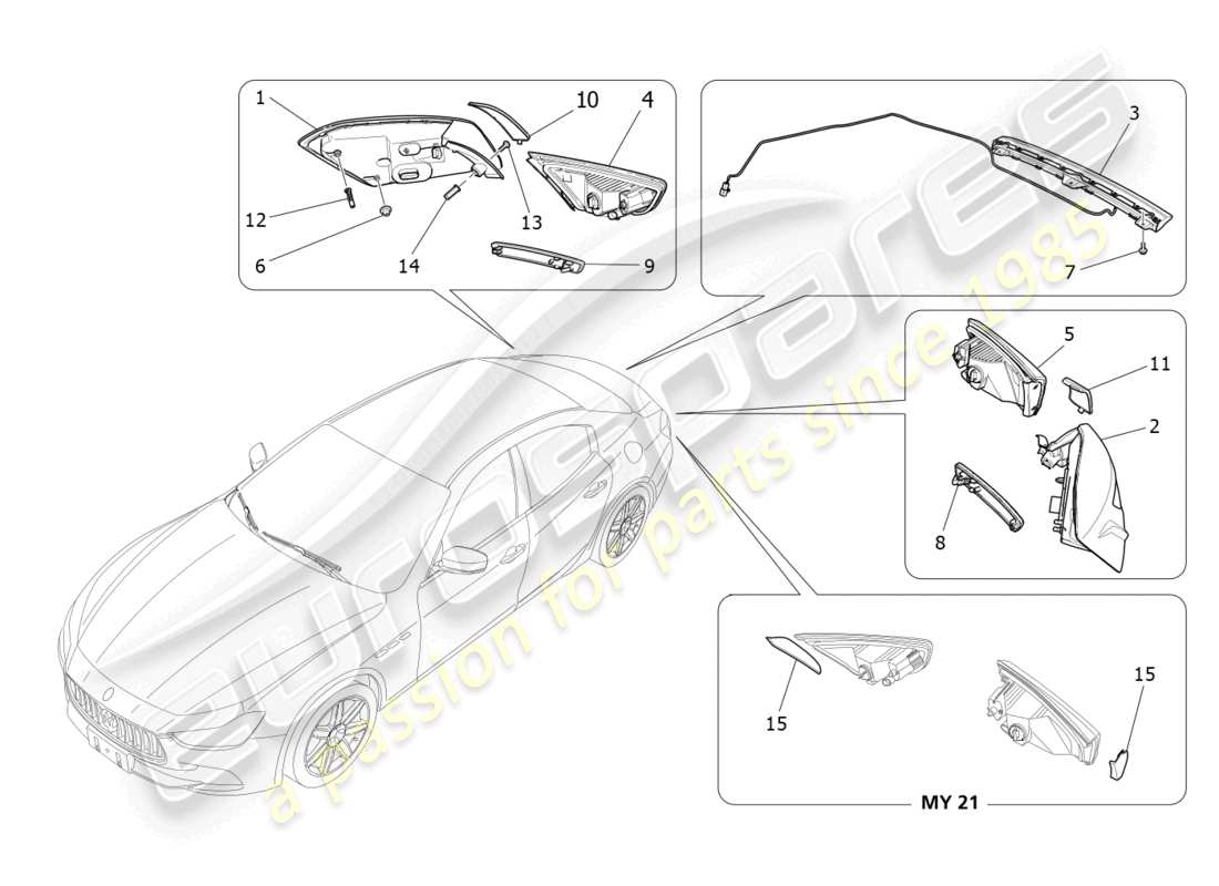 maserati ghibli (2015) taillight clusters parts diagram