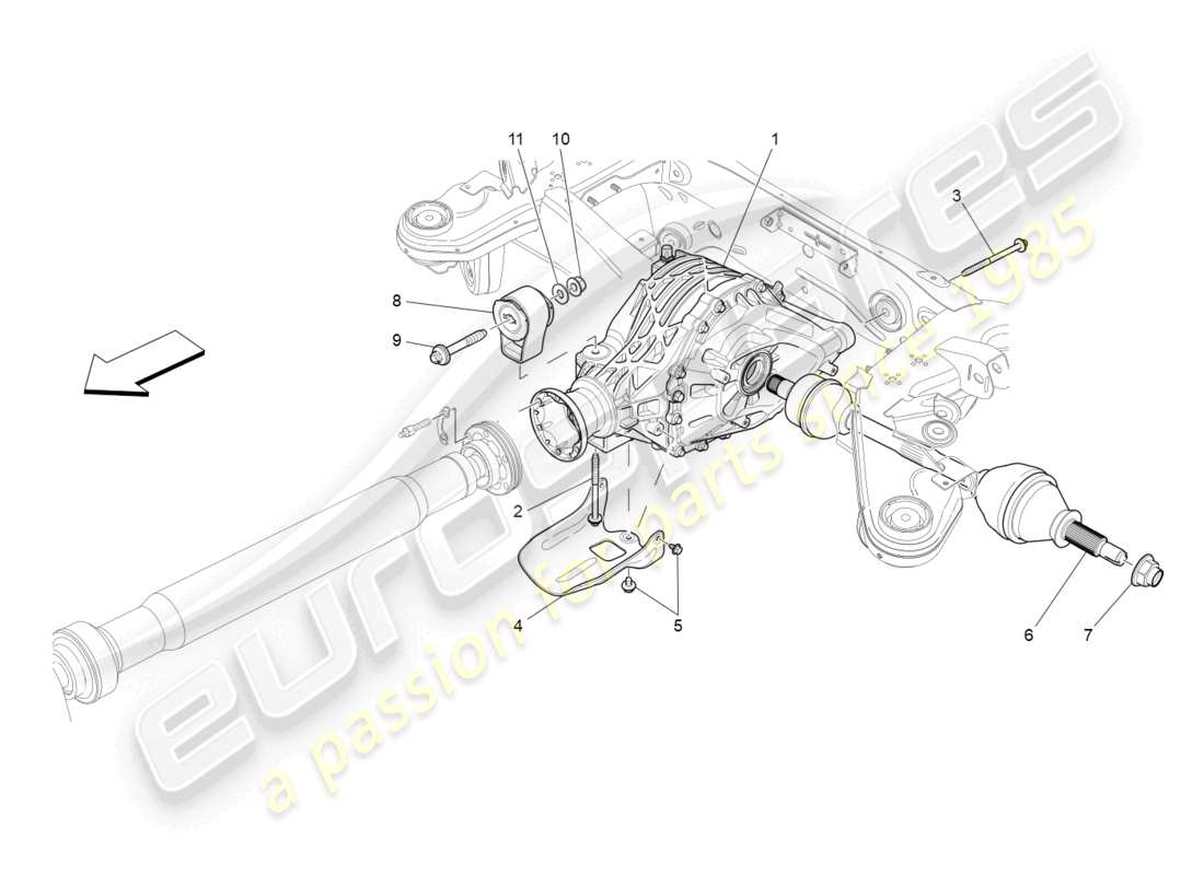 maserati ghibli (2015) differential and rear axle shafts parts diagram