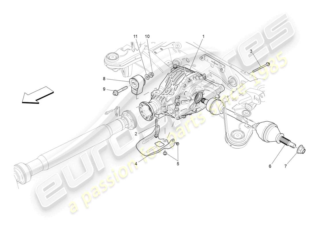 maserati ghibli (2015) differential and rear axle shafts part diagram