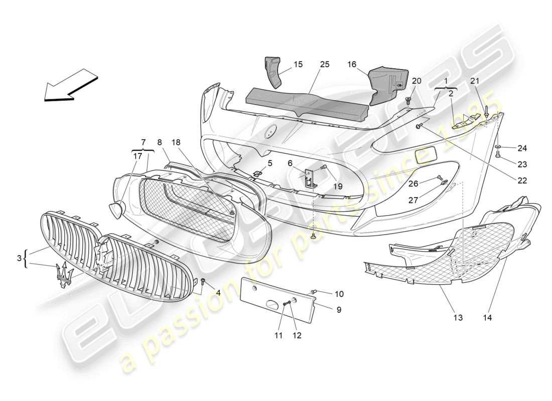 maserati granturismo mc stradale (2011) front bumper part diagram