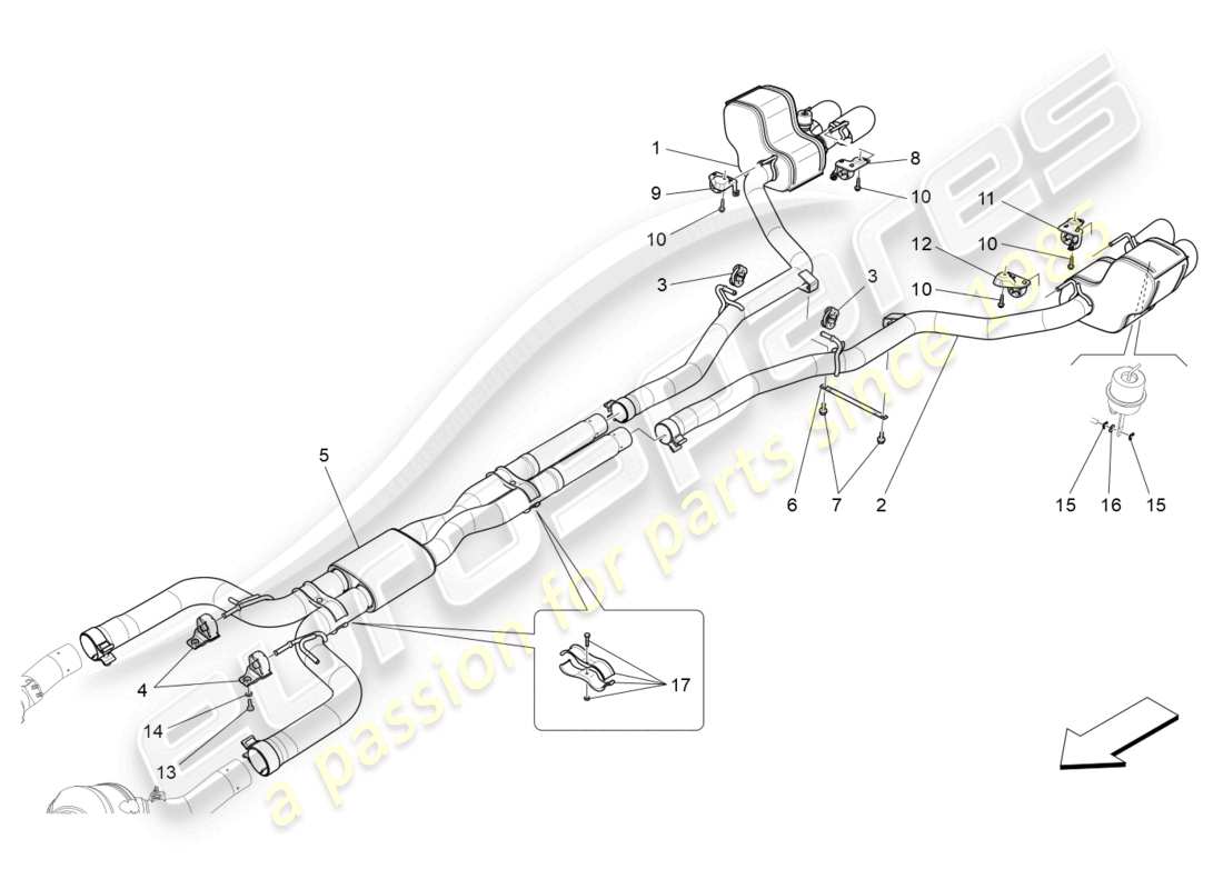 maserati ghibli (2018) silencers part diagram