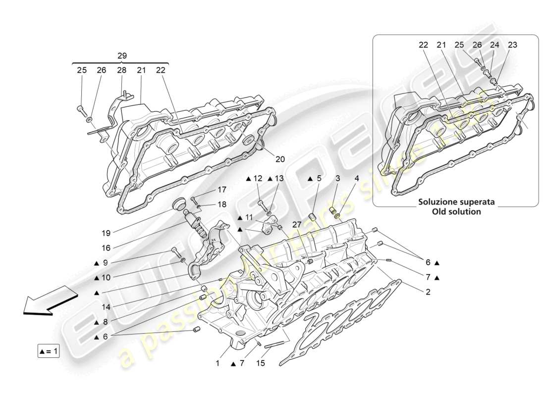 maserati granturismo mc stradale (2012) rh cylinder head part diagram