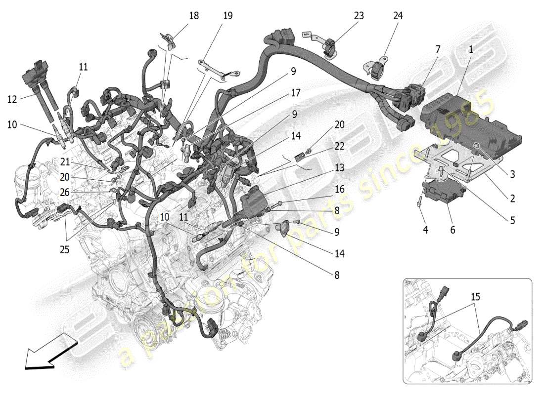 maserati mc20 (2024) electronic control: injection and engine timing control part diagram