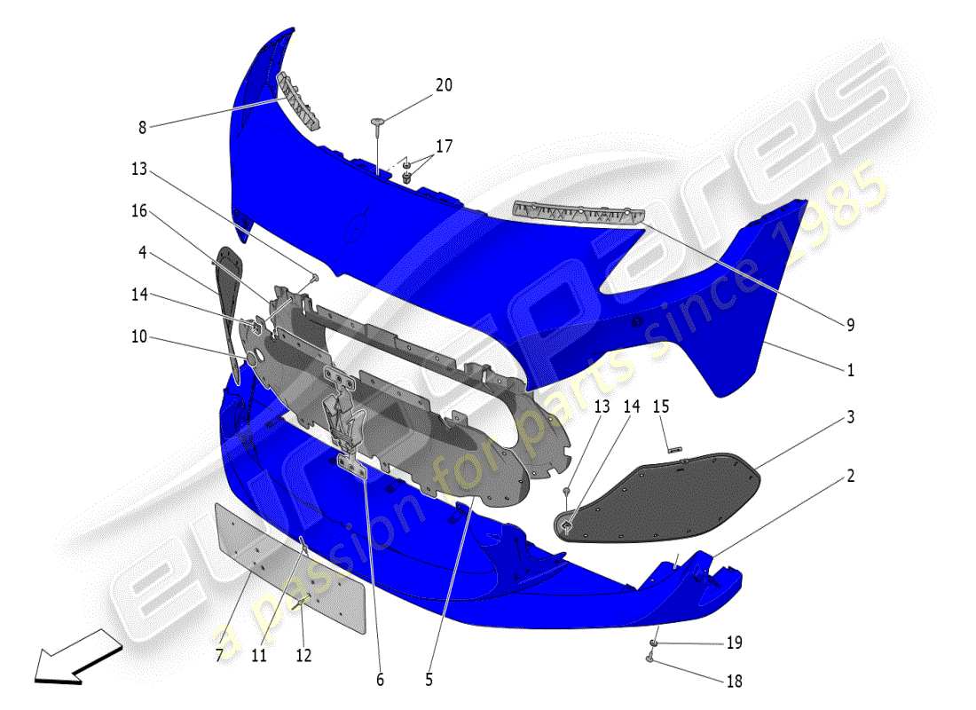 maserati mc20 (2024) front bumper parts diagram