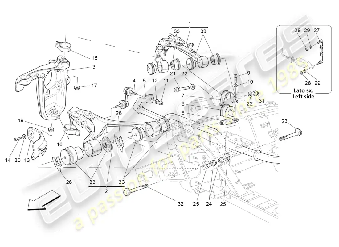 maserati granturismo (2012) front suspension parts diagram