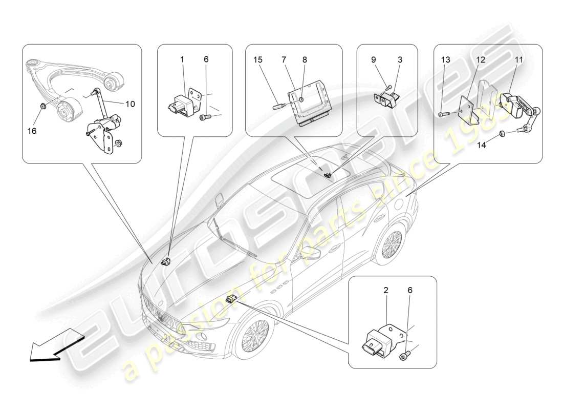 maserati levante modena (2022) electronic control (suspension) part diagram