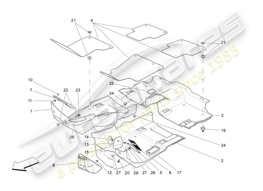 maserati levante modena (2022) passenger compartment mats part diagram