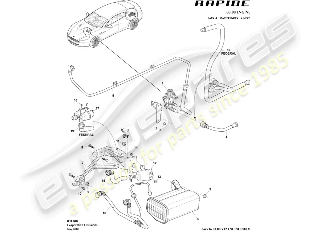 aston martin rapide (2010) evaporative emissions parts diagram