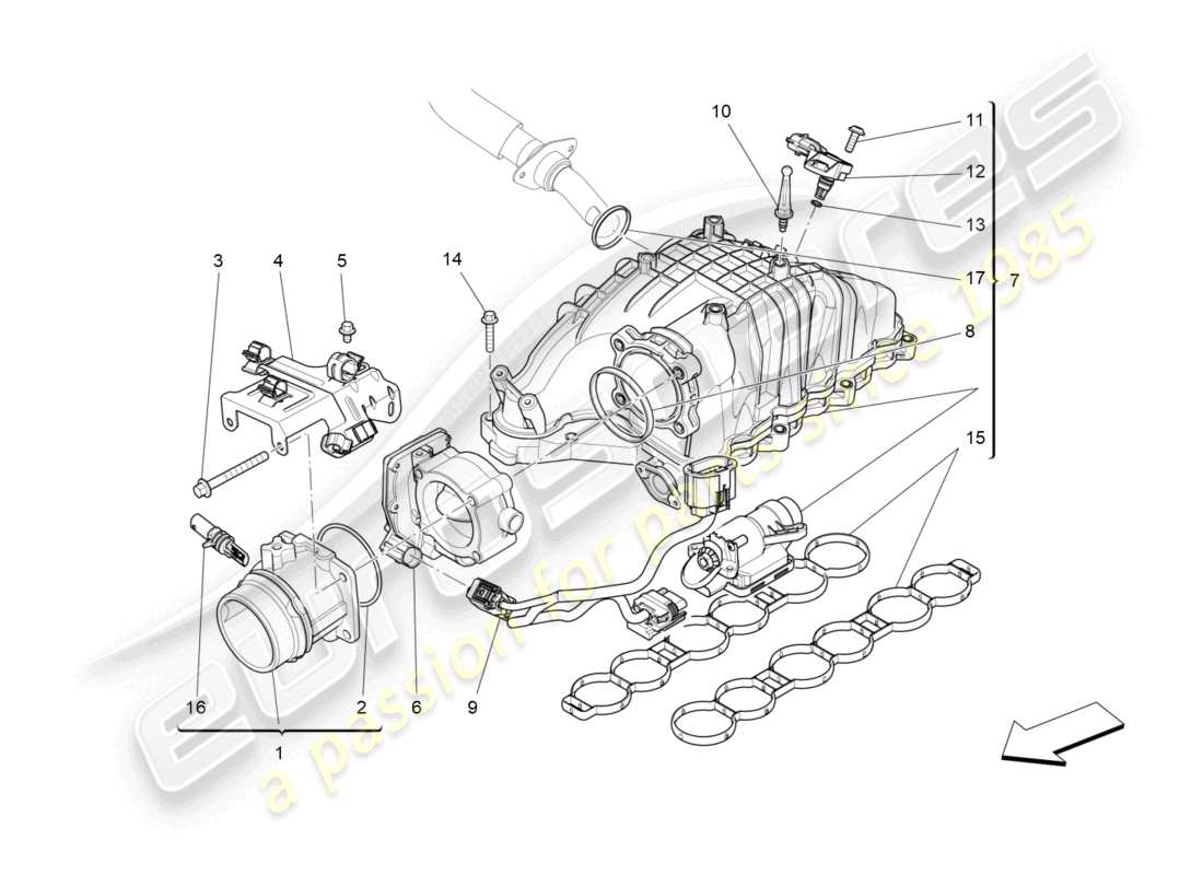 maserati ghibli (2015) intake manifold and throttle body part diagram