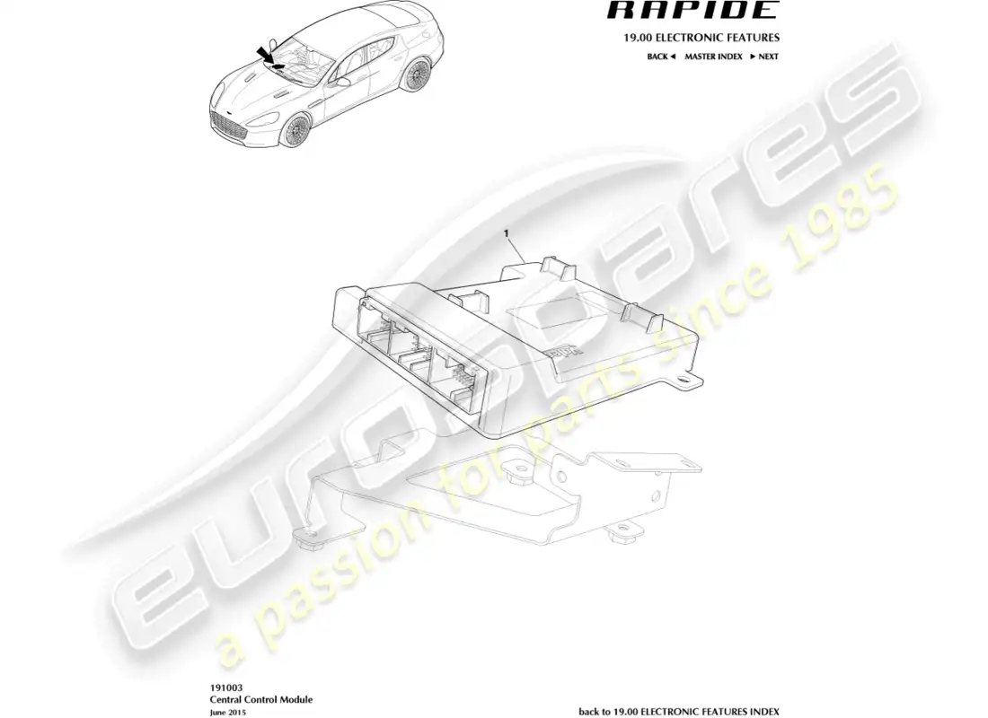 aston martin rapide (2016) centreal electronic module parts diagram