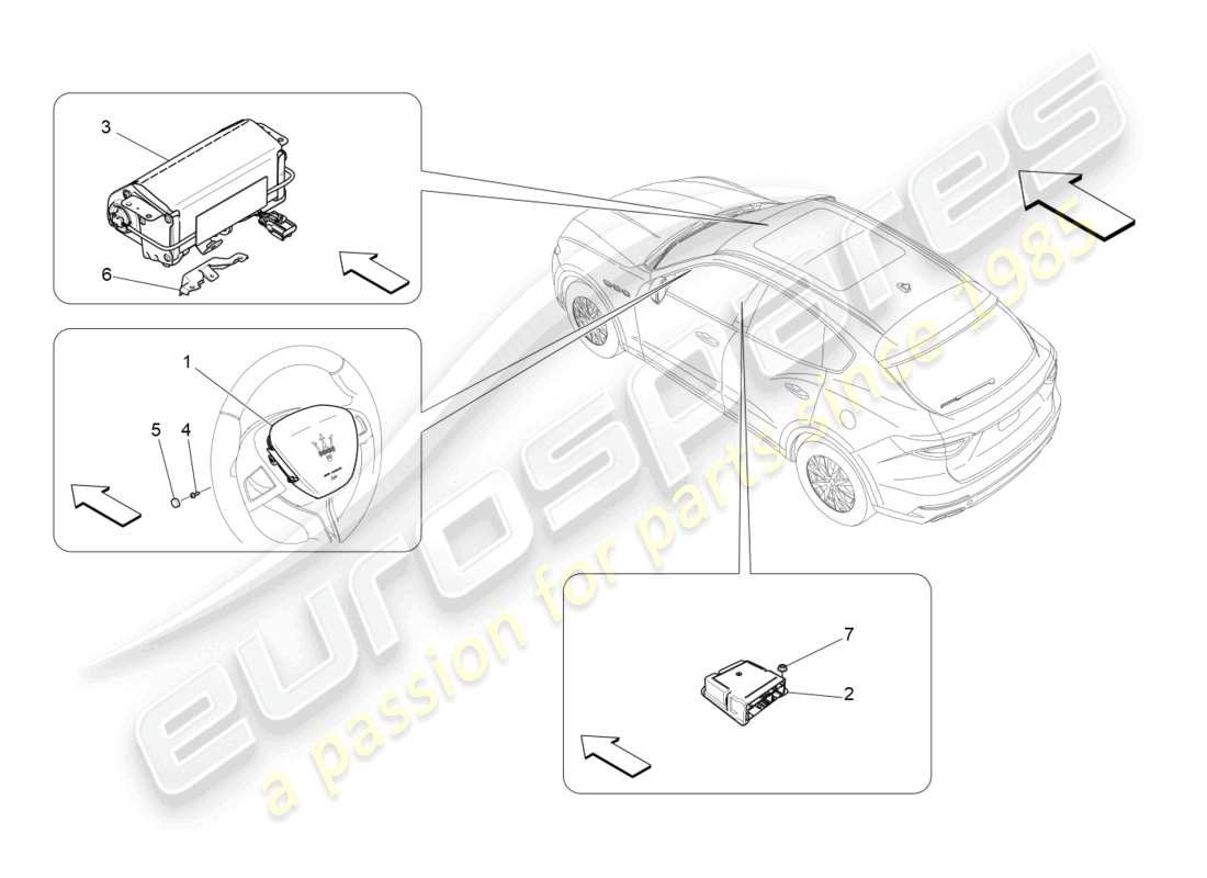maserati levante (2017) front airbag system parts diagram
