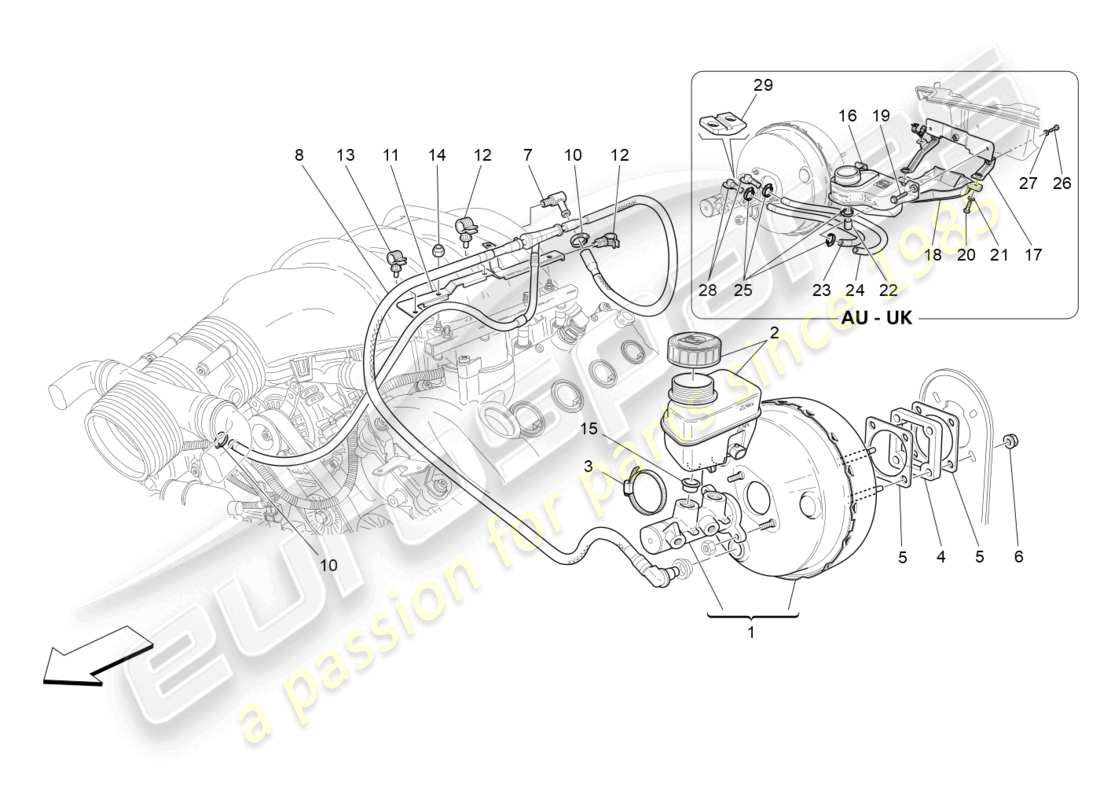 maserati granturismo mc stradale (2011) brake servo system part diagram