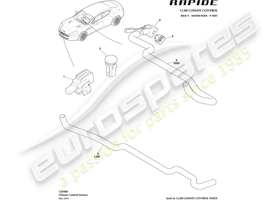 aston martin rapide (2012) sensors parts diagram