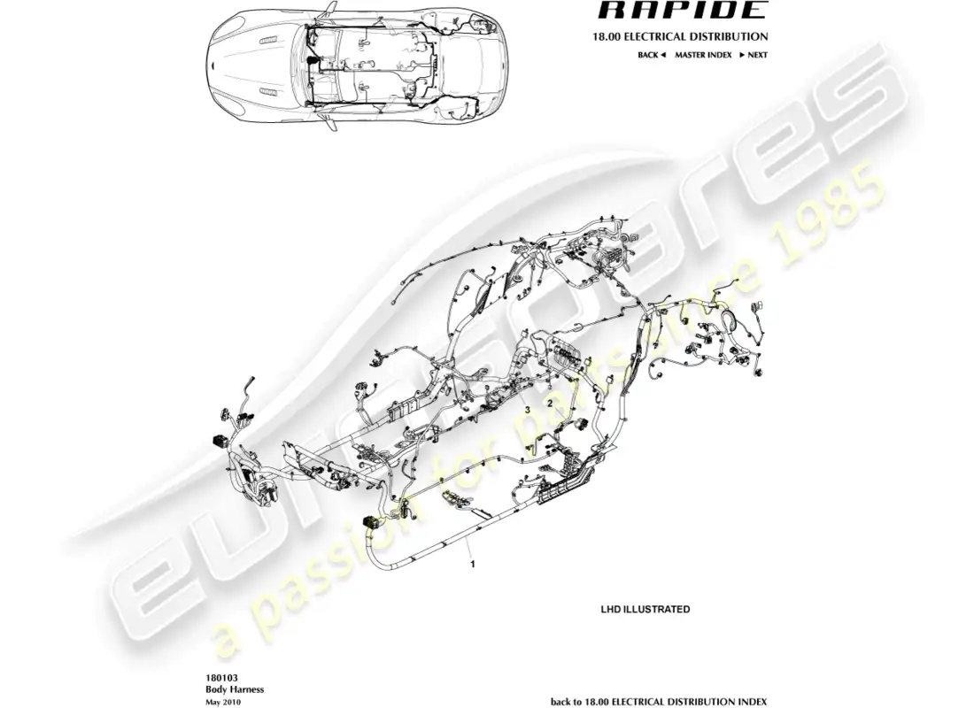 aston martin rapide (2010) body harness parts diagram