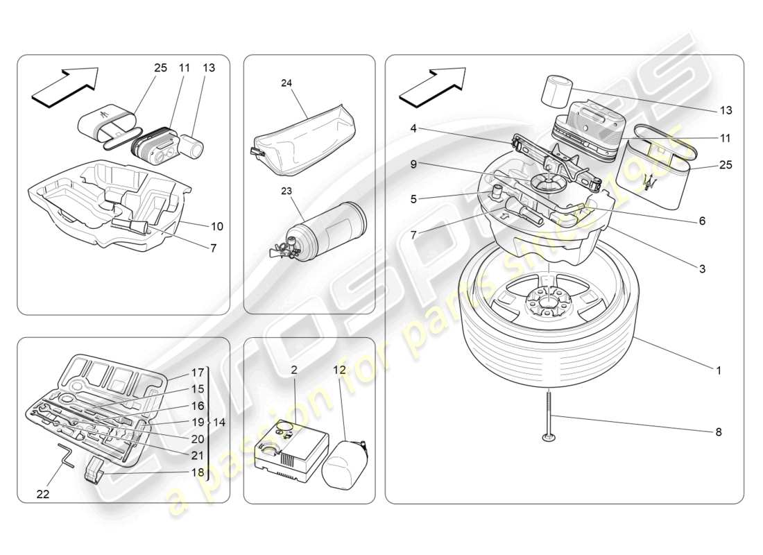 maserati ghibli (2015) standard provided parts diagram