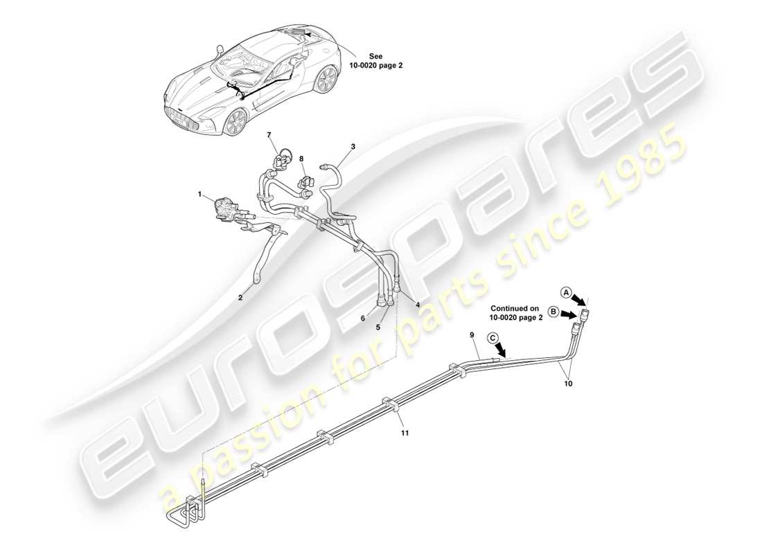 aston martin one-77 (2011) fuel pipes parts diagram