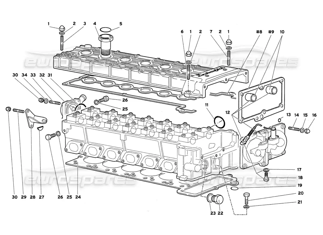 lamborghini diablo 6.0 (2001) accessories for right cylinder head parts diagram