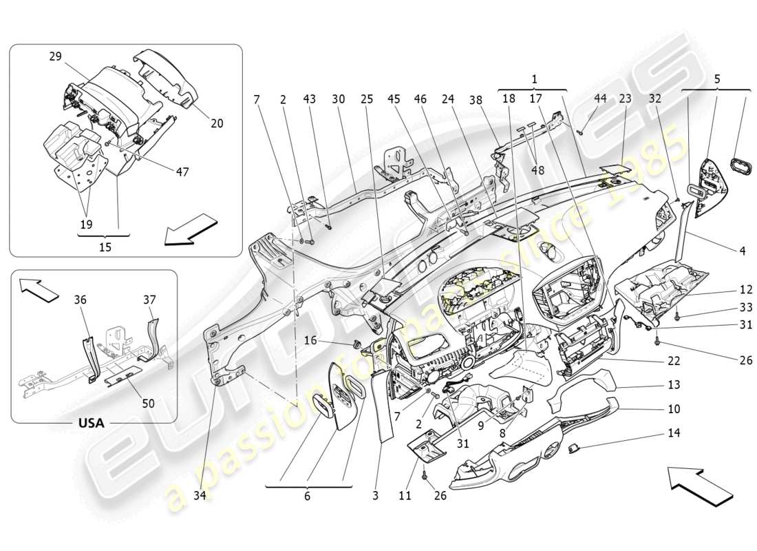 maserati ghibli (2015) dashboard unit parts diagram