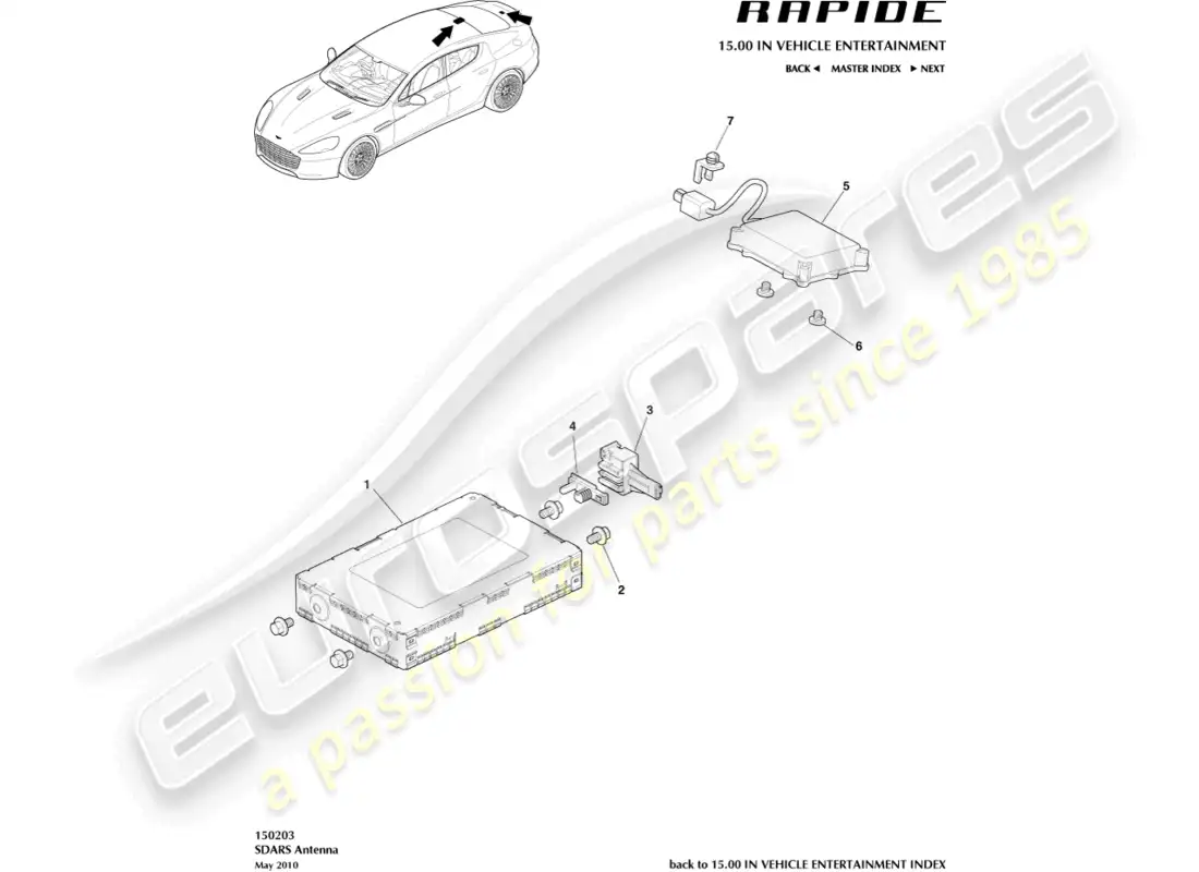 aston martin rapide (2017) sdars antenna parts diagram