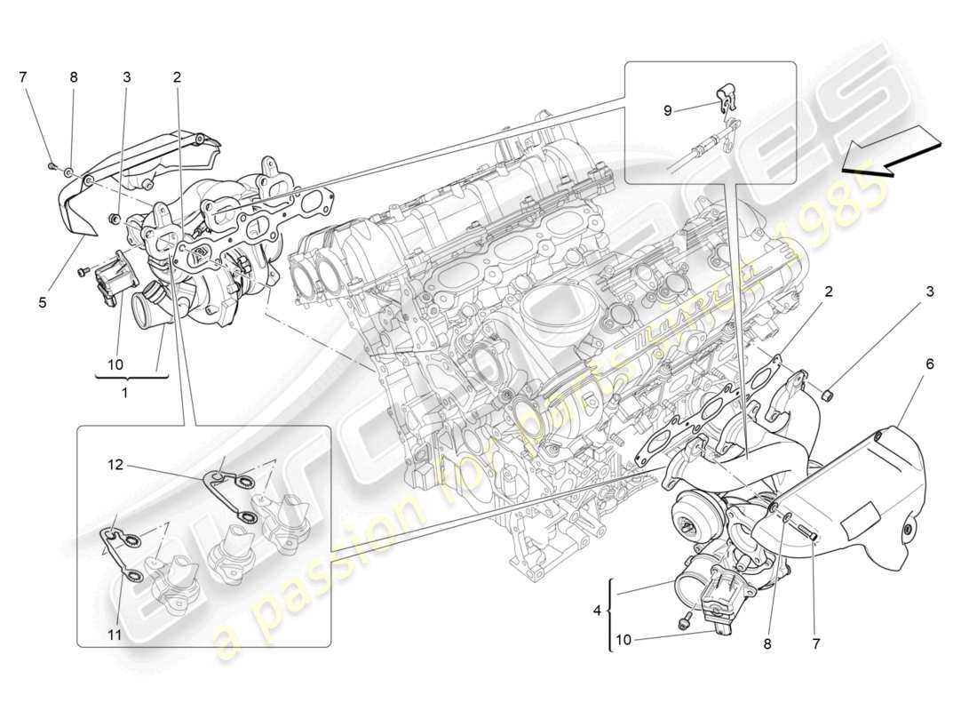 maserati ghibli (2015) turbocharging system: equipments parts diagram