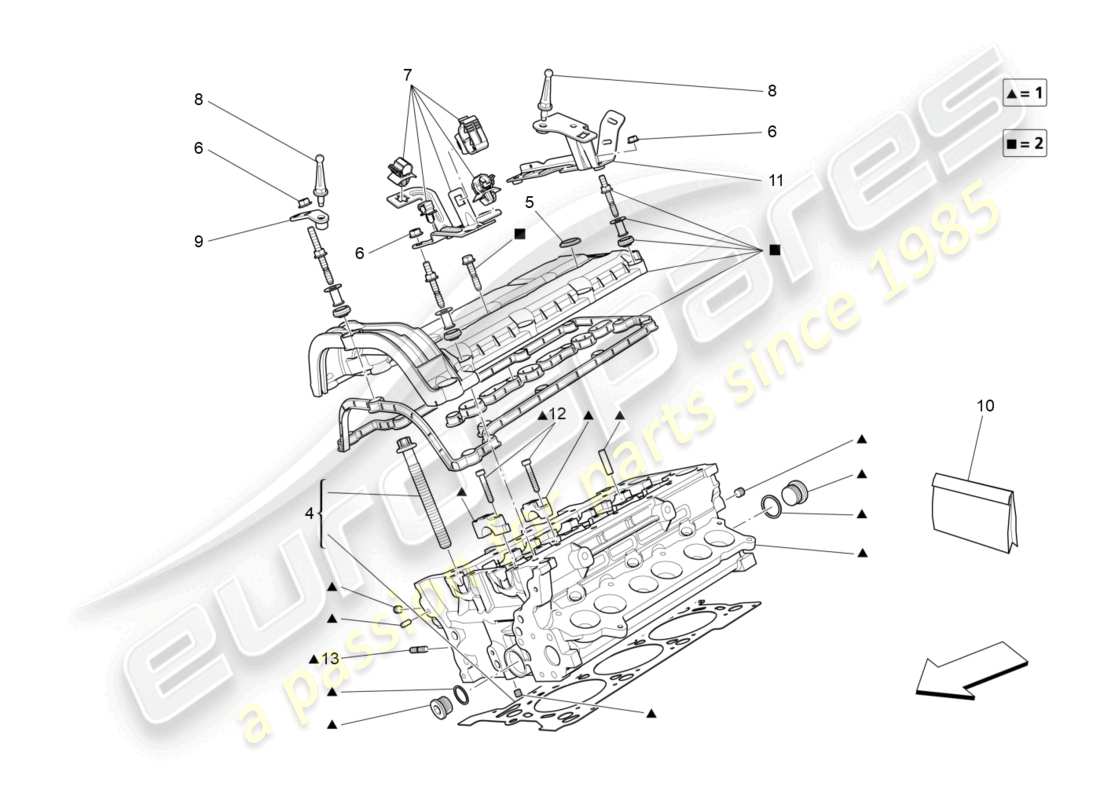 maserati ghibli (2015) rh cylinder head parts diagram