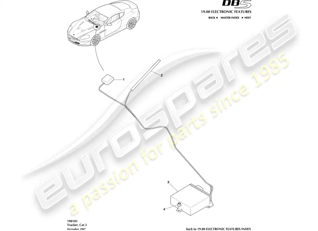 aston martin dbs (2012) tracker parts diagram