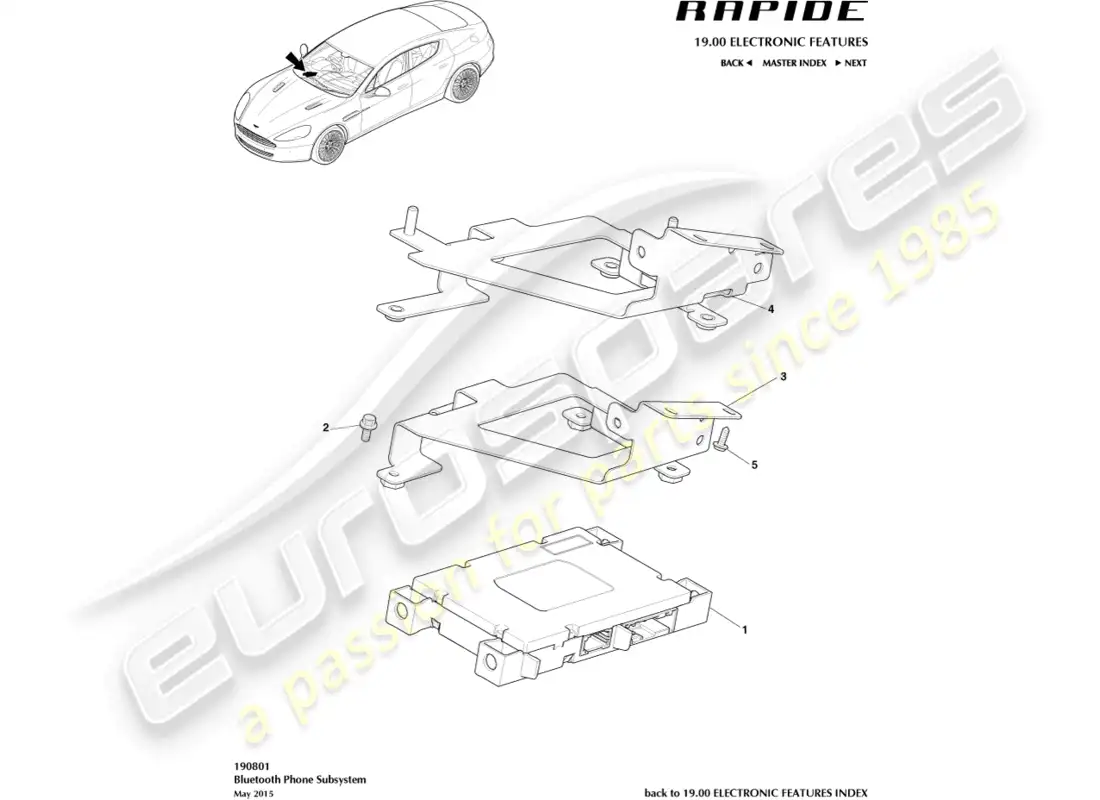 aston martin rapide (2016) bluetooth module parts diagram